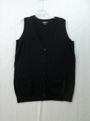 #ad Roman#x27;s Black Sweater Vest Womens Size M 14 16 Cardigan Button Front $16.00