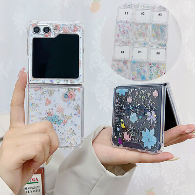 #ad For Samsung Galaxy Z Flip 5 4 3 Cute Floral Sequin Pattern Shockproof Phone Case $8.76