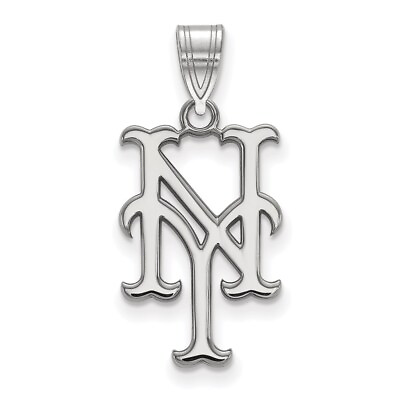 #ad 14k White Gold MLB LogoArt New York Mets N Y Large Pendant For Womens 1.07g $364.00