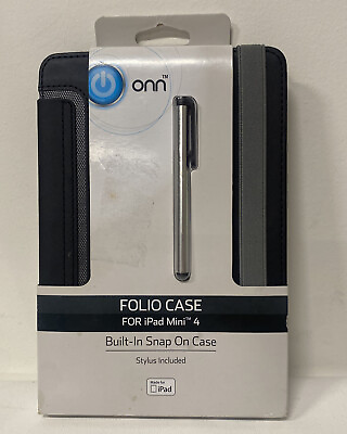 #ad Onn ONA16TA009 FOLIO CASE COVER amp; Stylus for iPad Mini 4 Hard Case Adjustable $18.46