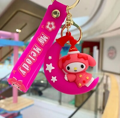 #ad Hello Kitty Moon Keychain My Melody Charm 3D Figure Kids Gift Birthday Sanrio $14.99