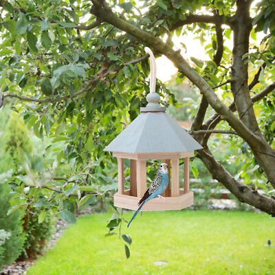 #ad Hanging Parrot Nest Wild Bird Houses Hexagonal Wooden Table Bird Feeder House $14.82