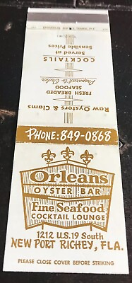 #ad Matchbook Cover Orleans Oyster Bar New Port Richey FL $3.49