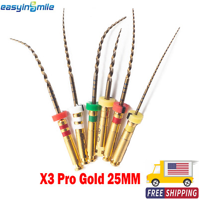 #ad Easyinsmile Dental Endo Files NITI X3 Pro Gold Taper Files for Root Canal Treat $15.59