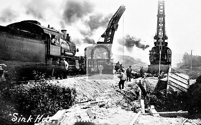 #ad #ad Railroad Train Sink Hole Wreck Titusville Pennsylvania PA Reprint Postcard $4.99