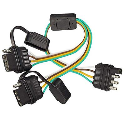 #ad 1 Pack Flat 4 Pin Y Splitter Trailer Extension Harness Connector With Dust Ca... $18.82