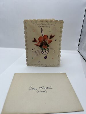 #ad Vintage 1944 Hallmark Greeting Card Ephemera Hand Signed Happy Birthday Deltiol $23.93
