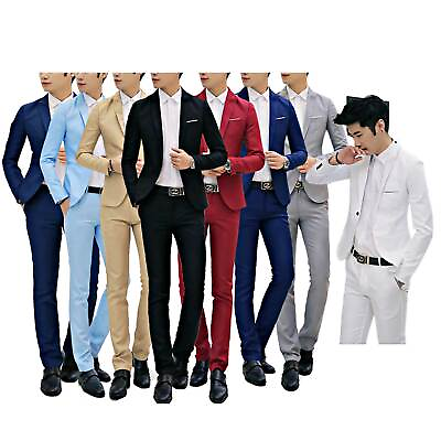 #ad 2 Piece Men Wedding Suit Slim Fit Tuxedo Suits Blazer Formal Jacket and Pants $31.05