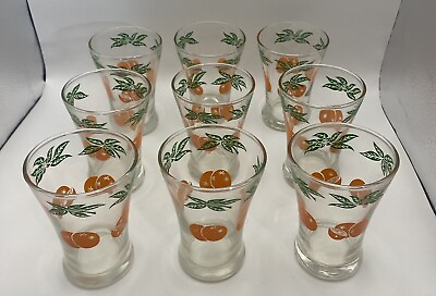 #ad Anchor Hocking Vintage Orange Juice Glasses Set Of 9 $49.00