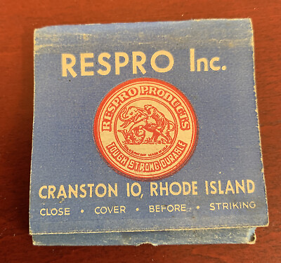 Vintage Matchbook Cover Respro Inc Cranston IO Rhode Island Impregnating Coating $4.70