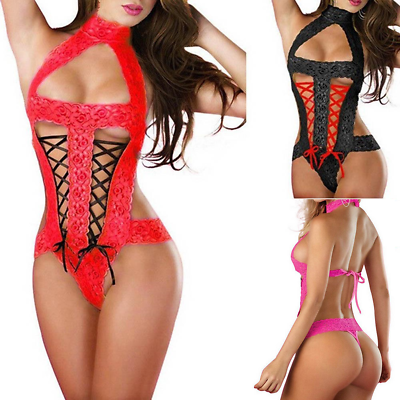 #ad Women Sexy Lingerie Underwear Sleepwear Lace Dress Nightwear Babydoll Teddy USA $7.49