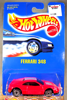 #ad 1991 Hot Wheels Blue Card Collector #226 FERRARI 348 Neon Red w Chrome UH Spokes $18.50