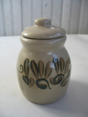 #ad Beaumont brothers pottery BBP Green drip Jam jar with lid Handpainted OHIO 2003 $21.55