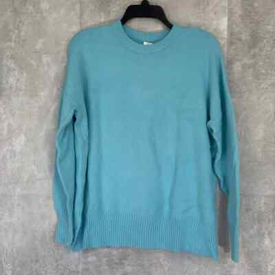 #ad TREASURE amp; BOND Blue Milky Long Sleeve Split Hem Crewneck Pullover Sweater SZ S $40.00