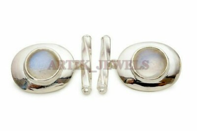#ad Natural Moonstone Gemstone with 925 Sterling Silver Cufflink #2352 $94.90