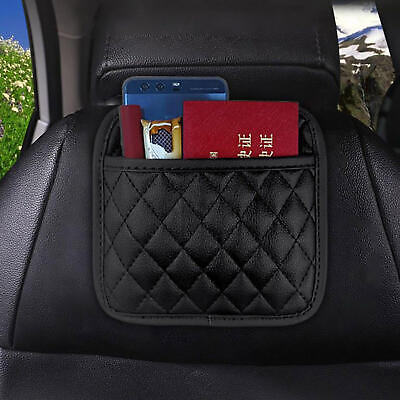 #ad Car Travel Organizer And Storage PU Leather Stick On Seat Back Hanging Box Bag $9.80