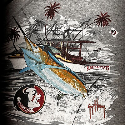 #ad Florida State Seminoles T Shirt Mens XL Gray Double Sided Guy Harvey Vintage Y2K $15.99