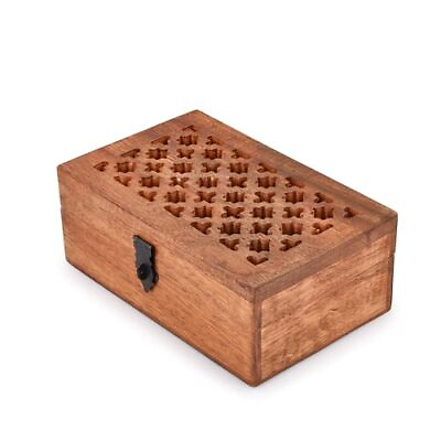 #ad NIRMAN Wood Decorative Wooden Box with Hinged Lid Wooden Storage Box De $22.62
