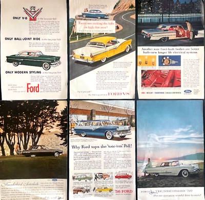 #ad FORD Vintage Advertising LOT OF 6 1950#x27;s Original Paper Full Page Ads Automobile $14.00