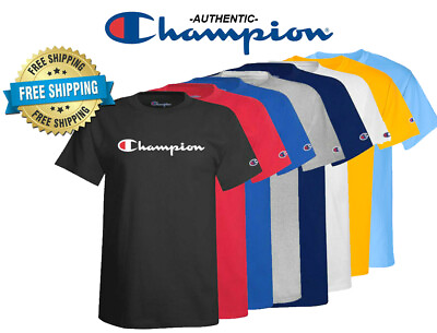 #ad #ad Champion Mens Classic Jersey Script Logo T Shirt Brand New Various Sizes $17.99