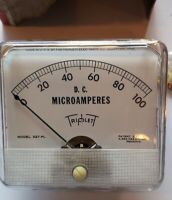 #ad Vintage NOS Triplett Meter Model 327 PL DC Microamperes 0 100 $19.99
