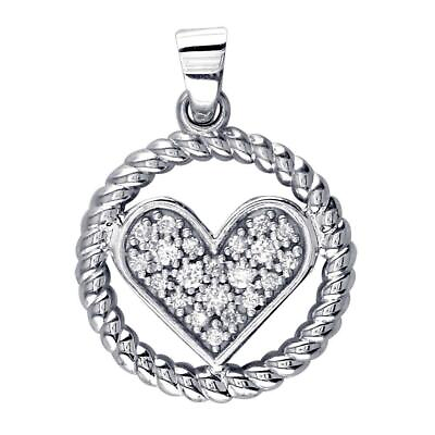 #ad Diamond Heart and Rope Circle Pendant in 14K White Gold $1218.00
