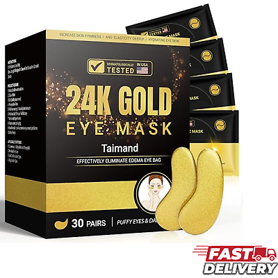 #ad 30 Pairs Under Eye Patches 24K Gold Under Eye Mask For Puffy Eyes Dark Circles $14.58