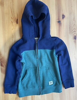 #ad OshKosh B#x27;Gosh Zip Up Sherpa Lined Hooded Blue Green Jacket with Pockets Sz 6 6A $12.00