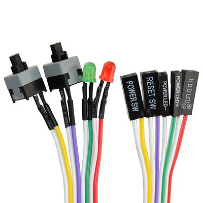 #ad 4in1 PC Power Reset Switch HDD Motherboar LED Cable Light Wire Kit for Computer $5.65