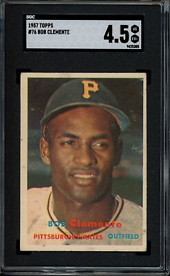 #ad 1957 Topps #76 Roberto Clemente SGC 4.5 HOF Pittsburgh Pirates Baseball Card $296.88