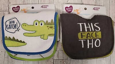 #ad Lot of 2 Infant Baby Boy Bibs Funny Sayings 8 Bibs Total Alligator Monster NEW $11.99