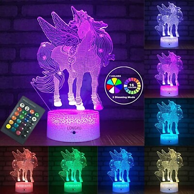 #ad ECTY Unicorn Gifts Lamps Night Lights for Kids Night Light with Remote amp; Smart $9.99