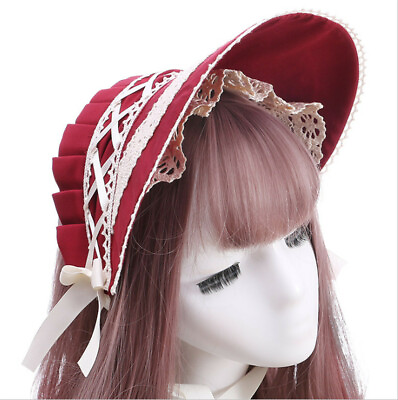 #ad Cute Girls Bowkont Half Bonnet Sweet Lolita Hat Victorian Women Bonnet $15.99