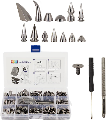 #ad 150 Piece Screw Spike Studs for Clothing DIY Crafts with Tools Assorted Sizes $16.30
