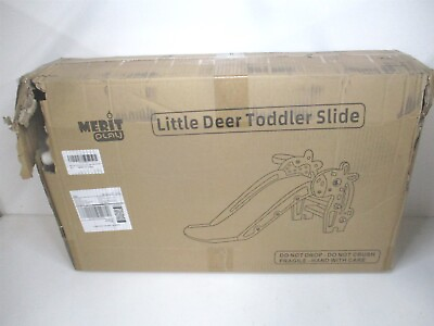 #ad MERIT Grey Play Kids Deer Slide with Basketball Hoop for Toddler Age 1 3 $64.95