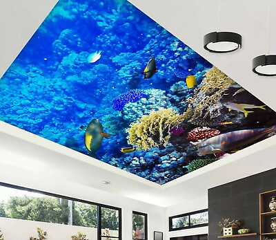 #ad 3D Sea Blue Coral NA30798 Ceiling WallPaper Murals Wall Print Decal AJ US Fay $93.99