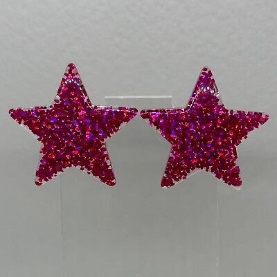#ad 1 pair of Large star Glitter stud Earrings Kitsch Fun 3.5 cm 35mm GBP 12.99
