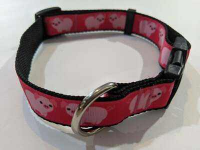 #ad Pink Pigs Adjustable Pet or Dog Collar 1quot; Wide $15.75