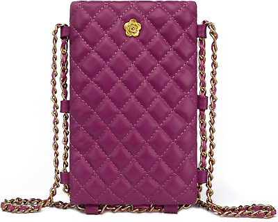 #ad Small Quilted Cell Phone Purse for Women Soft Chain Crossbody Cellphone Wallet B $29.88