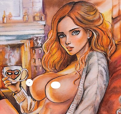 #ad Original Spider Man Mary Jane 8x12in Sexy Comic Art Pinup by Sheludchenko $55.00