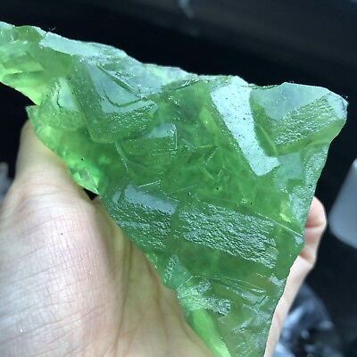 #ad 248g Translucent Deep Green Cube Fluorite Crystal Cluster Mineral Specimen $31.50