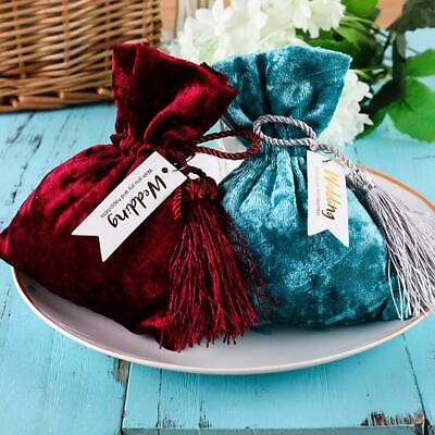 #ad 10pcs Creative 11x14cm Red Velvet Bag Drawstring Gift Bag For Wedding Gift Small $33.41