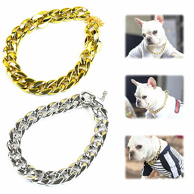 #ad Gold Pet Choke Chain Necklace Collar Cat Dog French Bulldog Puppy Teddy $9.99