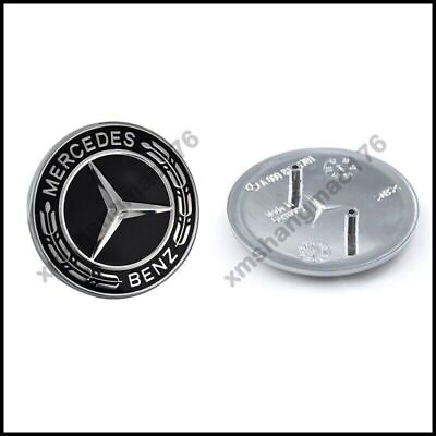 #ad Mercedes Benz Black Hood Emblem Laurel Wreath Flat Logo GLC GLE GLS GL G ML GLK $20.23