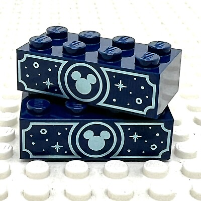 #ad 2x NEW Lego Disney Mickey Mouse Head Printed Brick Block Navy Blue Color Build $7.99
