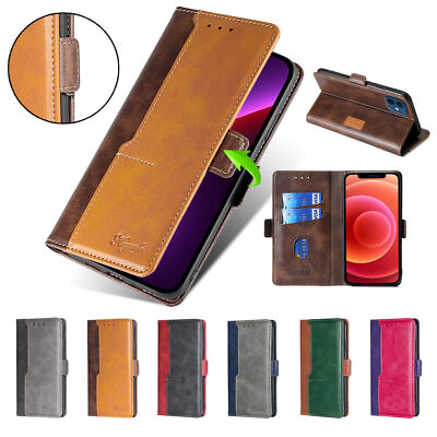 #ad Flip Splice Leather Wallet Phone Case for Motorola E6S E7 Plus G 5G G8 G9 Play $5.95