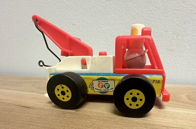 #ad 1968 Vintage Fisher Price wooden tow truck Hook #718 $14.89