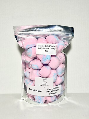 #ad Freeze Dried PInk Cotton Candy Saltwater Taffy 4 Oz Made Fresh To Order $10.99