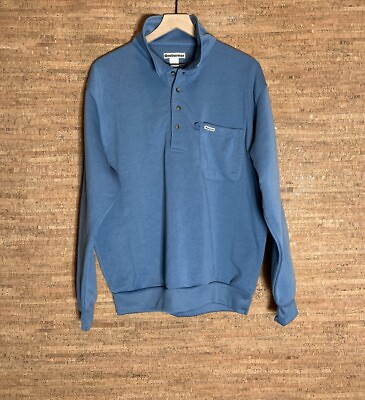 #ad VTG Weatherman Men#x27;s Size L 1 4 Button Pullover Collared Sweatshirt Light Blue $60.00