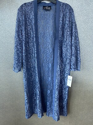#ad Alex Evenings Lace Glitter Jacket Dress Size 12 Color Insigo Blue $34.00